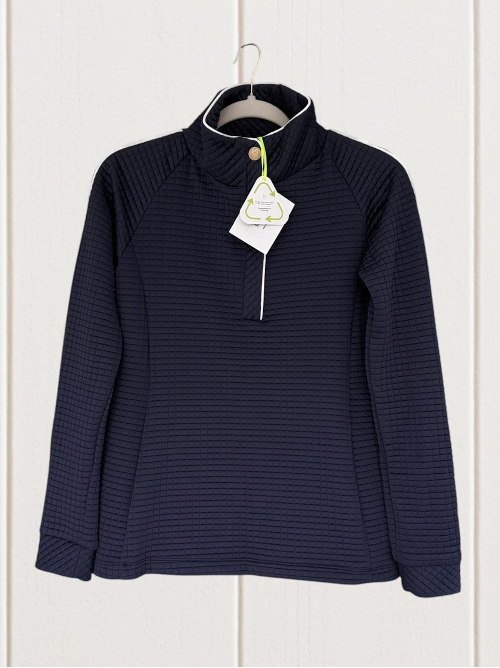 Dudley Stephens Pearl Pullover Navy Blue White Waffle XS NWT